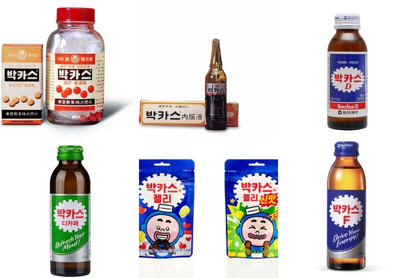 ▲ (왼쪽 상단부터 시계 방향으로)박카스 정, 박카스 앰플, 박카스D, 박카스F, 박카스맛 젤리, 박카스 디카페A. ⓒ동아제약 제공