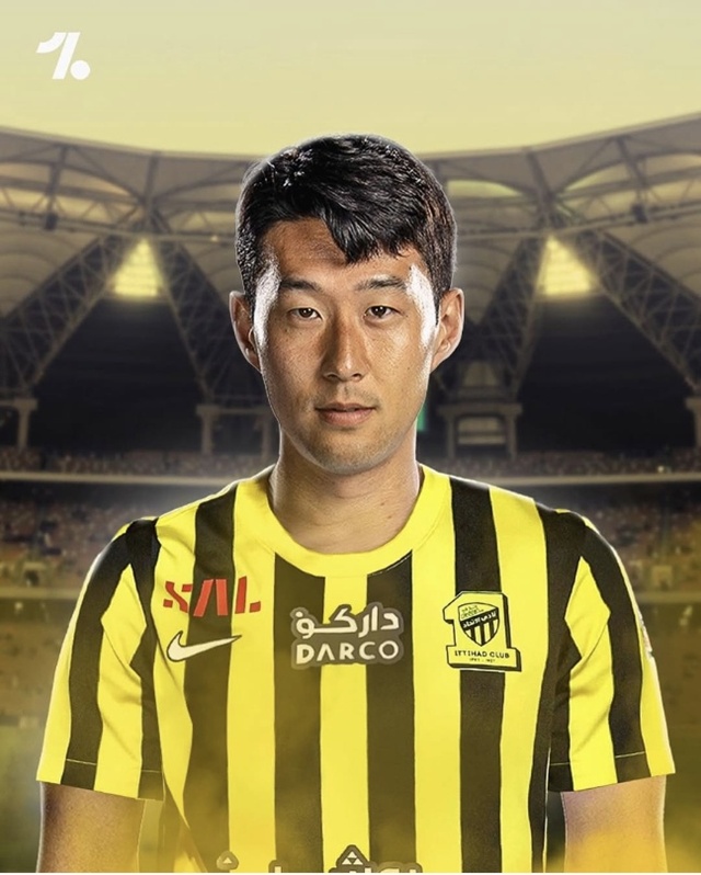 ▲ 손흥민이 사우디아라비아 프로축구 '프로페셔널리그(SPL)' 알 이티하드 클럽의 유니폼을 입은 이미지. 사진=원풋볼 인스타그램 갈무리. ⓒonefootball