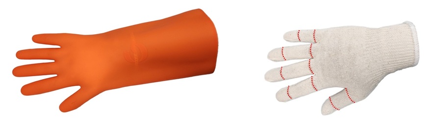 ▲ 말림방지장갑 겉장갑 모습(왼쪽)과 속장갑 모습(오른쪽).ⓒ경북교육청