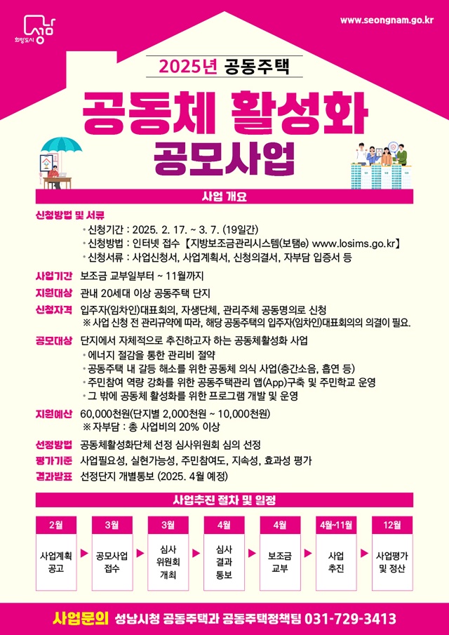 ▲ 성남시 ‘2025년도 공동체 활성화 사업’ 포스터. ⓒ성남시 제공