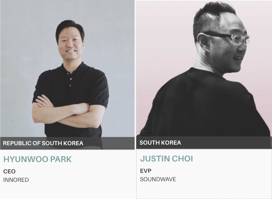▲ 2025 AME 어워즈 그랜드 심사위원으로 선정된 박현우 이노레드 대표(좌), 최원준 사운드웨이브 부사장. ©AME 어워즈