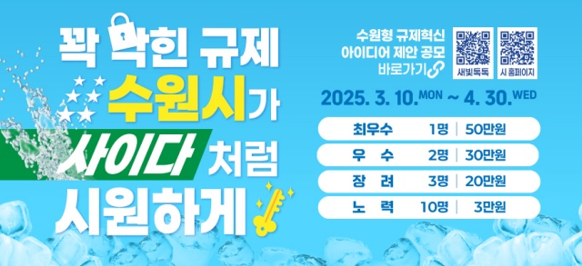▲ ‘수원형 규제혁신 아이디어 제안 공모전’ 포스터. ⓒ수원시 제공