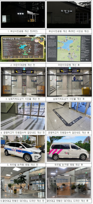▲ 공공 디자인 개선 전후 비교사진.ⓒ부산시설공단