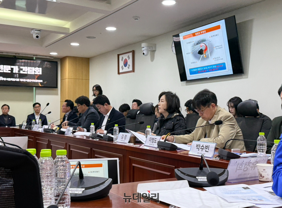 ▲ '서울시 싱크홀 관련 긴급 전문가 간담회'가 28일 오전 서울 영등포구 국회의원회관에서 진행된 가운데 서울시의원들이 회의를 경청하고 있다. ⓒ정혜영 기자