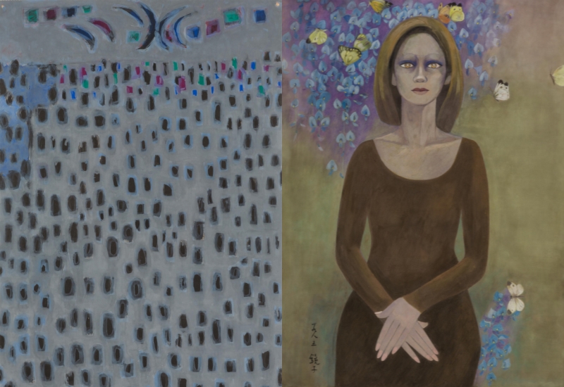 ▲ 김환기 '무제'(왼쪽)·천경자 '여인상'.ⓒ대한민국예술원