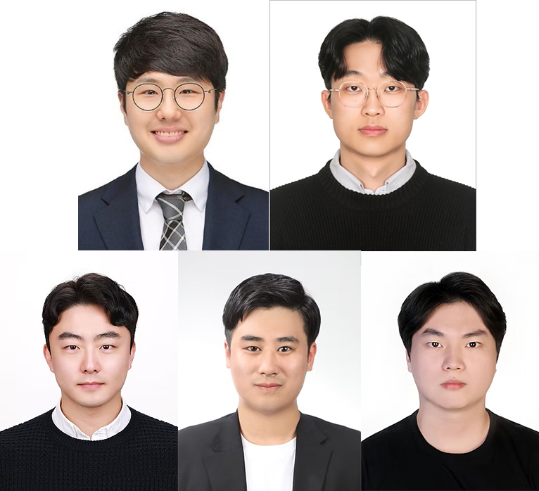▲ 왼쪽부터 박정환 교수, 김찬혁·최세진·김정현 학생, 이한얼 교수.ⓒ국립금오공대