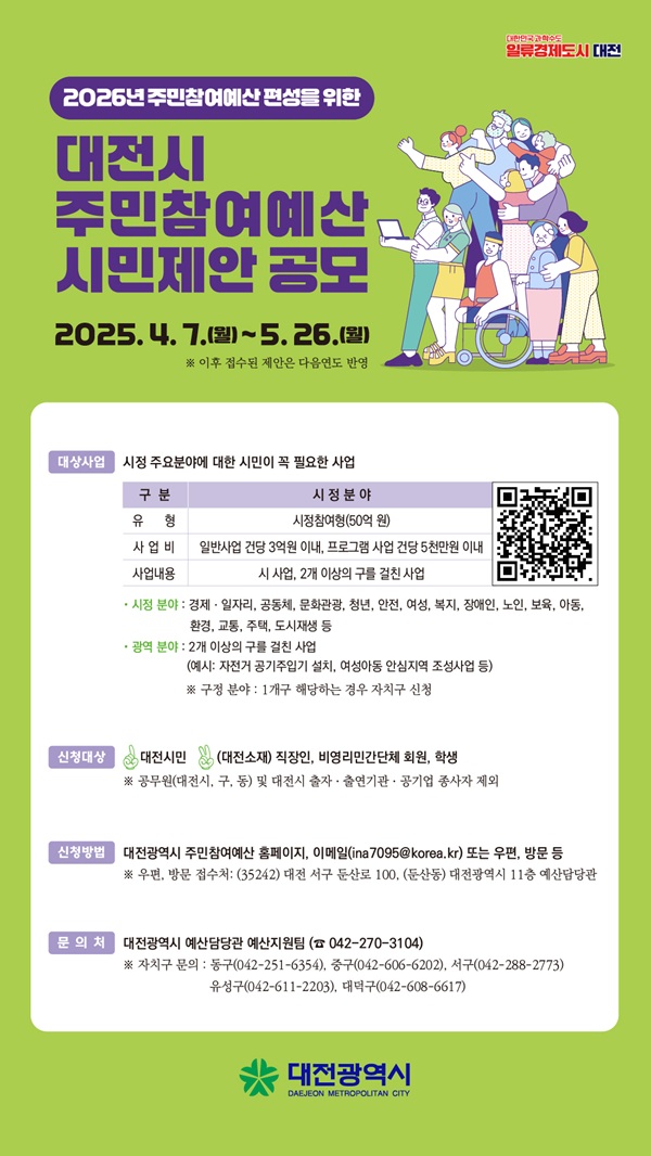 ▲ 2026년 주민 참여예산 시민 제안 공모 포스터.ⓒ대전시