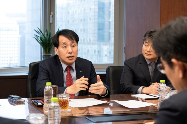 ▲ 장영진 한국무역보험공사 사장이 8일 서울 종로구 본사에서 열린 '美 관세 대응 긴급지원 TF' 출범식에서 발언하고 있다. ⓒ한국무역보험공사