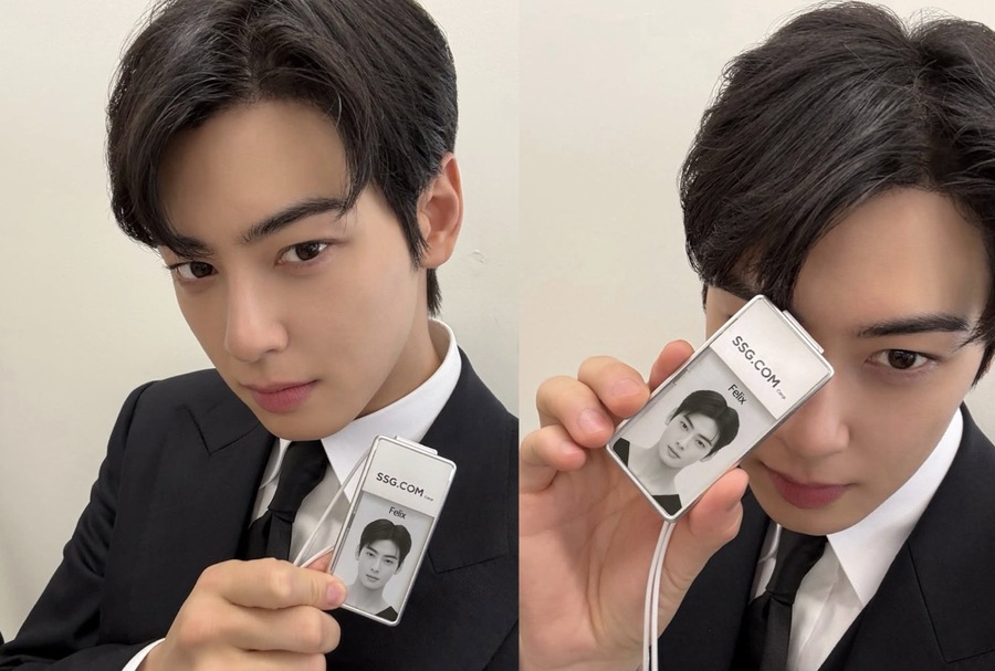 ▲ 사원증을 인증한 뷰티오브쓱 브랜드 마케팅팀 막내 펠릭스. ©뷰티오브쓱 인스타그램