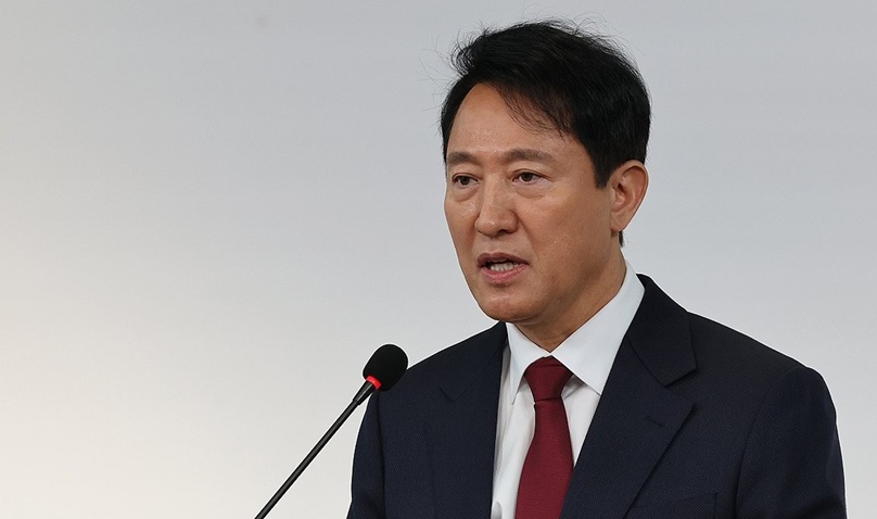 ▲ 오세훈 서울시장이 12일 서울 여의도 국민의힘 당사에서 대선 불출마를 선언하고 있다. ⓒ연합뉴스