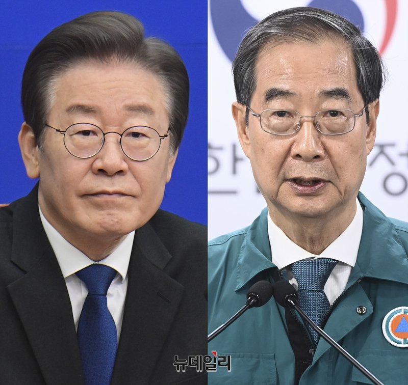 ▲ 이재명 전 더불어민주당 대표(왼쪽)와 한덕수 대통령 권한대행 겸 국무총리(오른쪽). ⓒ뉴데일리DB