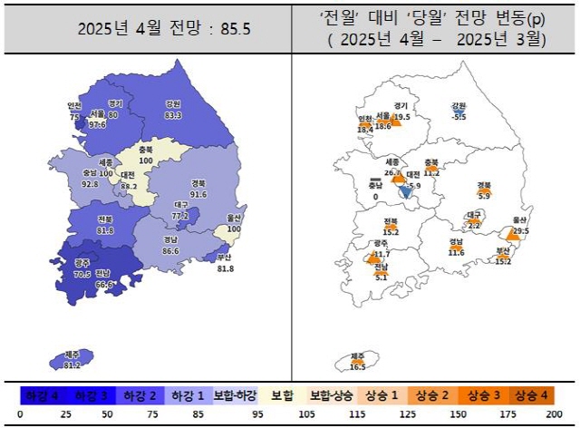 ▲ 4월 주택사업경기전망지수ⓒ주택산업연구원