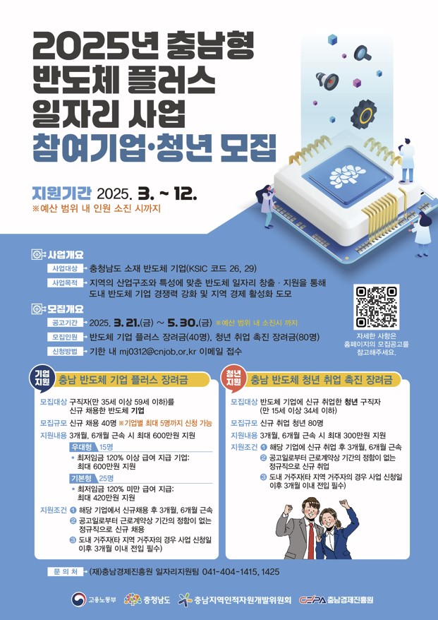▲ ‘2025년 충남형 반도체 플러스 일자리 사업’ 포스터.ⓒ충남경제진흥원
