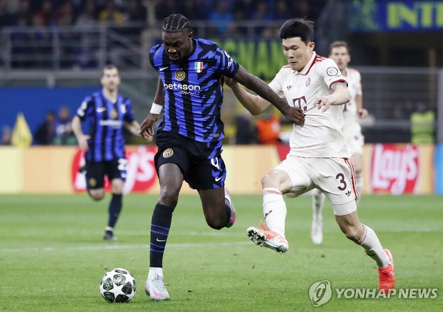 ▲ 인터 밀란이 UCL 8강에서 바이에른 뮌헨을 꺾고 4강에 진출했다. 인터 밀란은 역대 3번째 2회 트레블에 도전하고 있다.ⓒ연합뉴스 제공