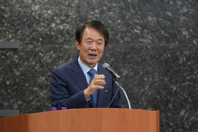 ▲ 김종훈 한미글로벌 회장이 축사를 하고 있다. ⓒ한미글로벌