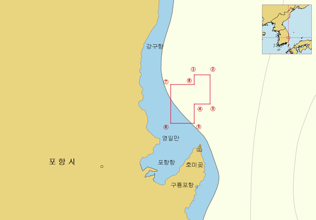 ▲ 포항 영일만 인근 조사 구역도 ⓒ동해해양조사사무소