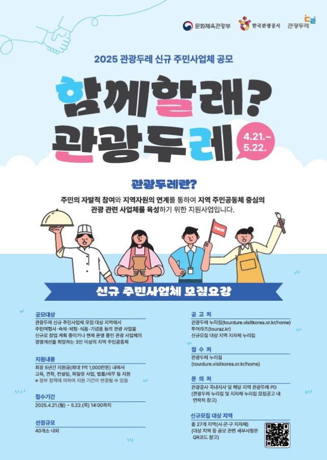 ▲ 2025 관광두레 신규 주민사업체 모집 포스터.ⓒ문체부