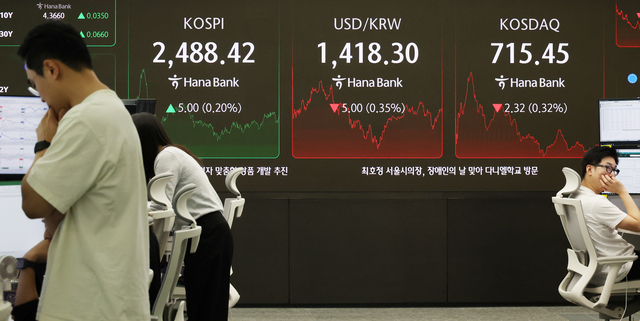 ▲ 21일 오후 서울 중구 하나은행 딜링룸 현황판에 코스피 지수가 표시되고 있다. ⓒ연합뉴스