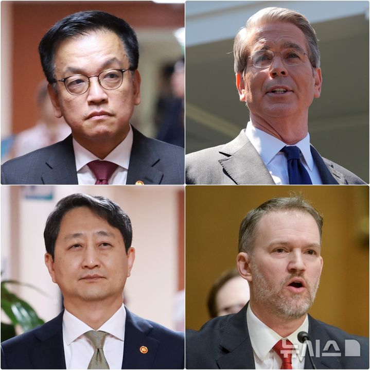 ▲ 2+2 통상협의에 참석할 예정인 최상목 경제부총리 겸 기획재정부 장관, 안덕근 산업통상자원부 장관, 스콧 베선트 미국 재무장관, 제이미슨 그리어 미국 무역대표부(USTR) 대표. ⓒ뉴시스