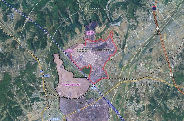 ▲ 오송생명과학단지 노후산단 재생사업 위치도.ⓒ청주시