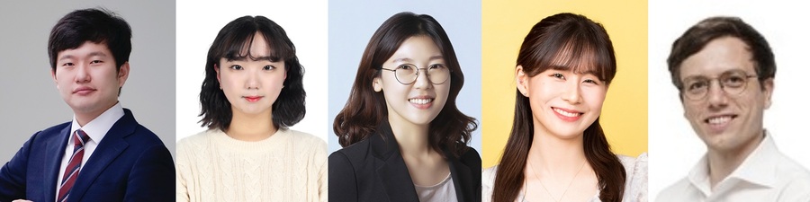 ▲ (좌측부터) DGIST 양지웅 교수, 이소연 석박사통합과정생, 한양대학교 장윤정 교수, 이예지 석사, 고려대학교 Stefan Ringe 교수.ⓒDGIST
