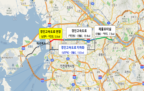 ▲ 경인고속도로 지하화 위치도 ⓒ 인천시 제공