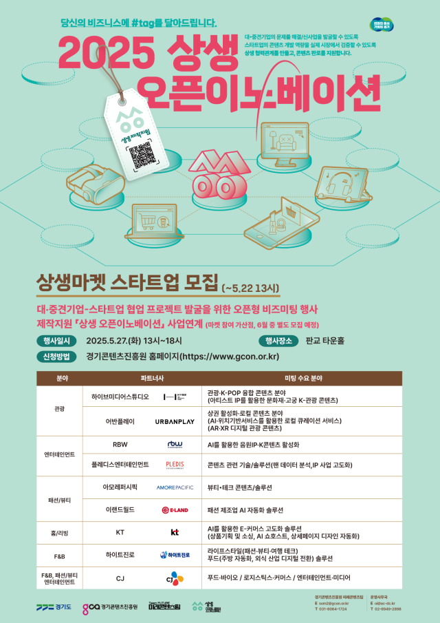 ▲ ‘2025년 상생마켓’ 참여기업 모집 포스터. ⓒ경기콘텐츠진흥원 제공