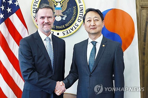 ▲ 제이미슨 그리어 USTR 대표와 안덕근 산업부 장관. ⓒ연합뉴스