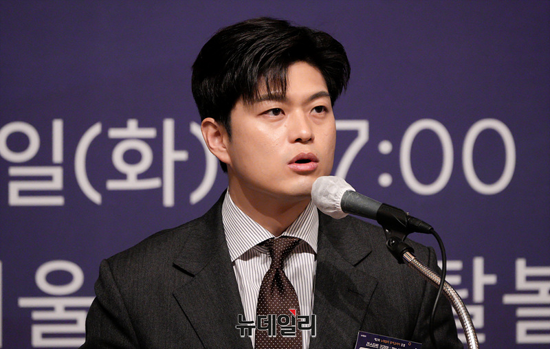 ▲ 김용태 국민의힘 비상대책위원장이 뉴데일리 포럼에서 축사를 하고 있다. ⓒ서성진 기자