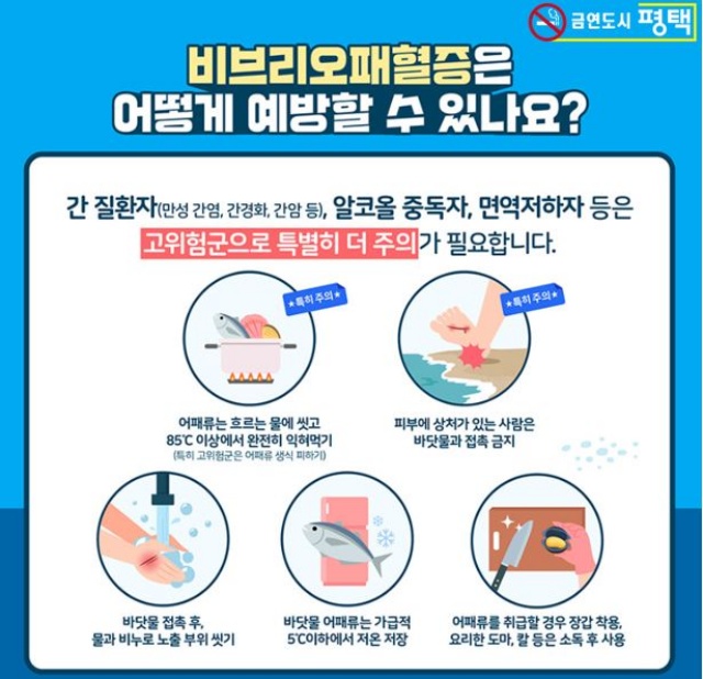 ▲ 비브리오패혈증 예방수칙 안내문ⓒ평택시 제공