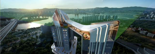 ▲ HDC현대산업개발이 제안한 한강 조망 스카이브릿지.ⓒHDC현대산업개발