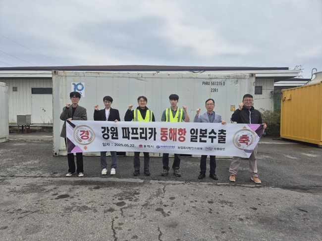 ▲ 북방물류산업진흥원이 22일 동해항을 출항한 한·러·일 카페리선(두원상선)을 통해 도내 수출농산물인 평창 파프리카의 일본 수출이 재개됐다고 밝혔다.ⓒ동해시