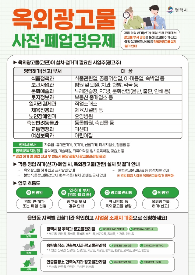 ▲ 옥외광고물 사전·폐업 경유제 포스터ⓒ평택시 제공