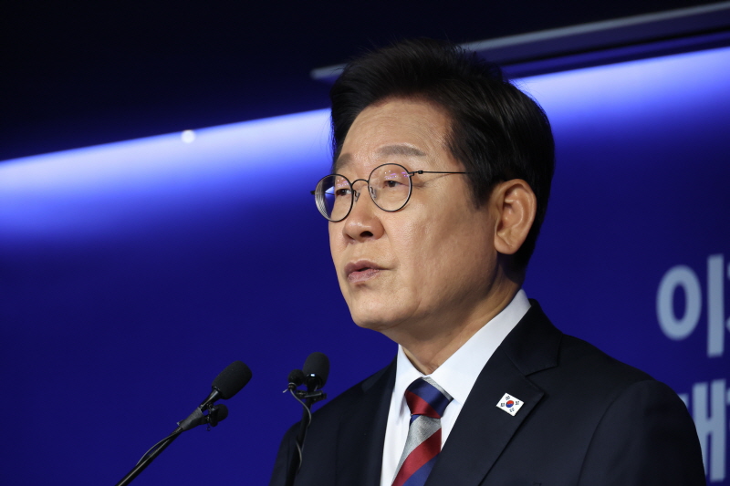 ▲ 이재명 더불어민주당 대선 후보가 25일 서울 여의도 당사에서 기자간담회를 하고 있다. ⓒ뉴시스