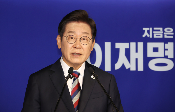 ▲ 이재명 더불어민주당 대선 후보가 25일 서울 여의도 당사에서 기자간담회를 하고 있다./연합뉴스