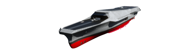 ▲ HD현대중공업이 MADEX 2025에 전시하는 미래형 무인전력모함(모델명: HCX-23 Plus)의 조감도. ⓒHD현대