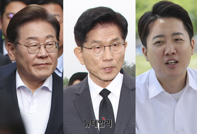 ▲ 왼쪽부터 이재명 더불어민주당 대선 후보, 김문수 국민의힘 대선 후보, 이준석 개혁신당 대선 후보. ⓒ뉴데일리DB