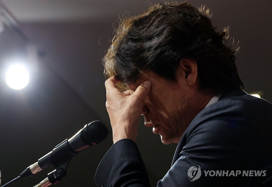 ▲ 홍명보 한국 대표팀 감독이 북중미 월드컵 예선 명단 발표 자리에서 간절함을 강조했다.ⓒ연합뉴스 제공