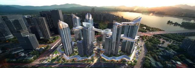 ▲ HDC현대산업개발이 용산 정비창 전면 1구역 재개발 구역에 제시한 조감도ⓒHDC현산