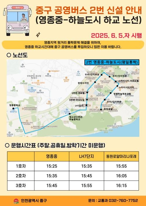 ▲ 인천시 중구 공영버스 2번 노선도 ⓒ 중구 제공
