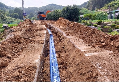 ▲ 괴산군 청천면 신월리 수질개선사업 공사현장 사진.ⓒ괴산군
