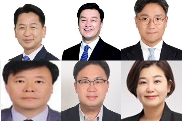 ▲ 경기도가 4일 새롭게 임명한 (왼쪽 위부터)고영인 경제부지사, 윤준호 정무수석, 안정곤 정책수석, 박용진 협치수석, 강권찬 기회경기수석, 조혜진 비서실장. ⓒ경기도 제공