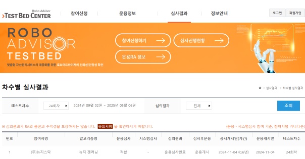 ▲ iM금융그룹 계열사이자 핀테크 기업인 뉴지스탁(대표이사 문경록)은 자체 개발한 AI 기반 투자 전략 생성 엔진 ‘젠러닝(GenLearning)’이 코스콤 로보어드바이저 테스트베드(RATB) 24차 운용심사에서 공격형·중립형·안정형 모두 상위권 성적을 거두며 AI 자산운용 기술의 실전 경쟁력을 증명했다.ⓒ뉴지스탁