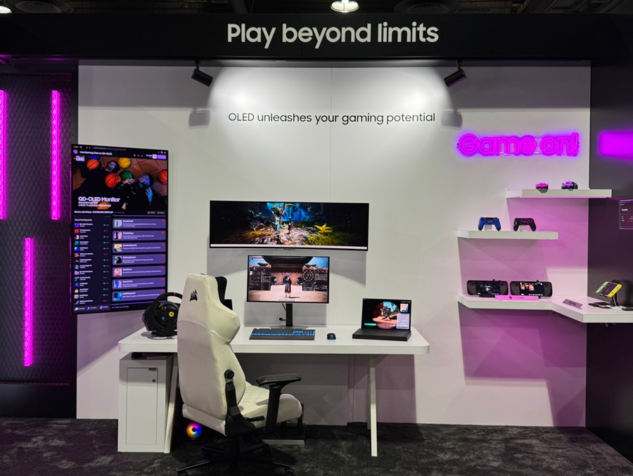 ▲ 삼성디스플레이가 'AWE USA 2025'에서 게이밍용으로 특화해 전시한 QD-OLED, OLED 제품 ⓒ삼성디스플레이