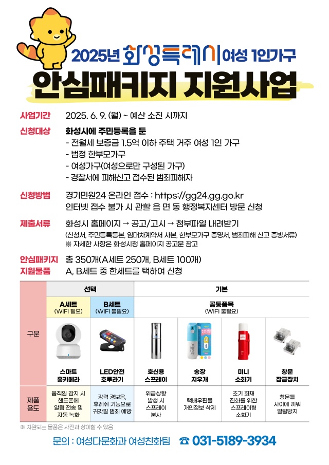 ▲ 여성1인가구 안심패키지 포스터ⓒ화성시 제공