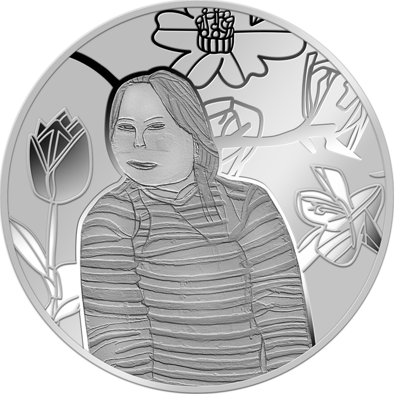 ▲ 정은혜 작가 기념메달 앞면 니 얼굴 은혜씨(2019).ⓒ한국조폐공사