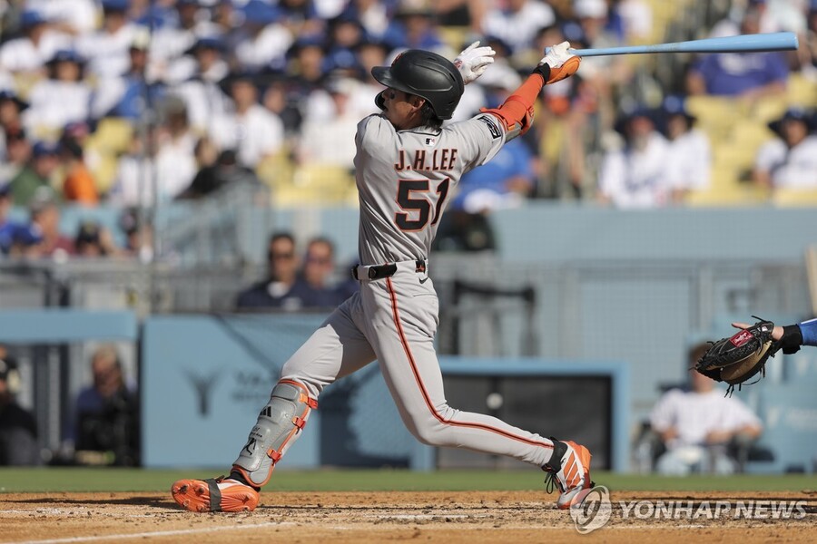 ▲ 샌프란시스코 이정후가 3경기 만에 침묵을 깼다. 2타점 3루타를 작렬시켰다.ⓒ연합뉴스 제공