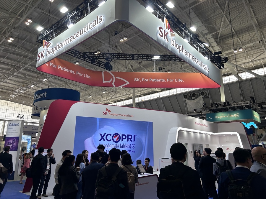 ▲ SK바이오팜이 바이오USA에 부스를 차려 뇌전증 신약 세노바메이트를 알린다. ⓒ조희연 기자