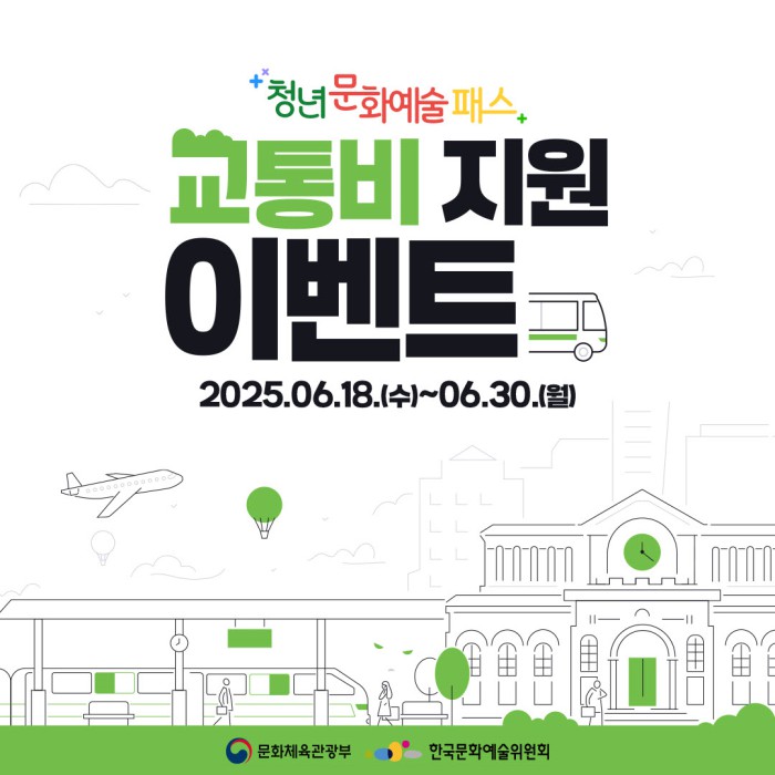 ▲ '2025년 청년문화예술패스 사업' 교통비 지원 이벤트 이미지.ⓒ한국문화예술위원회