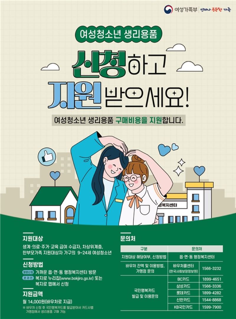▲ 2025년 ‘여성청소년 보건위생물품 지원’ 홍보 포스터.ⓒ천안시